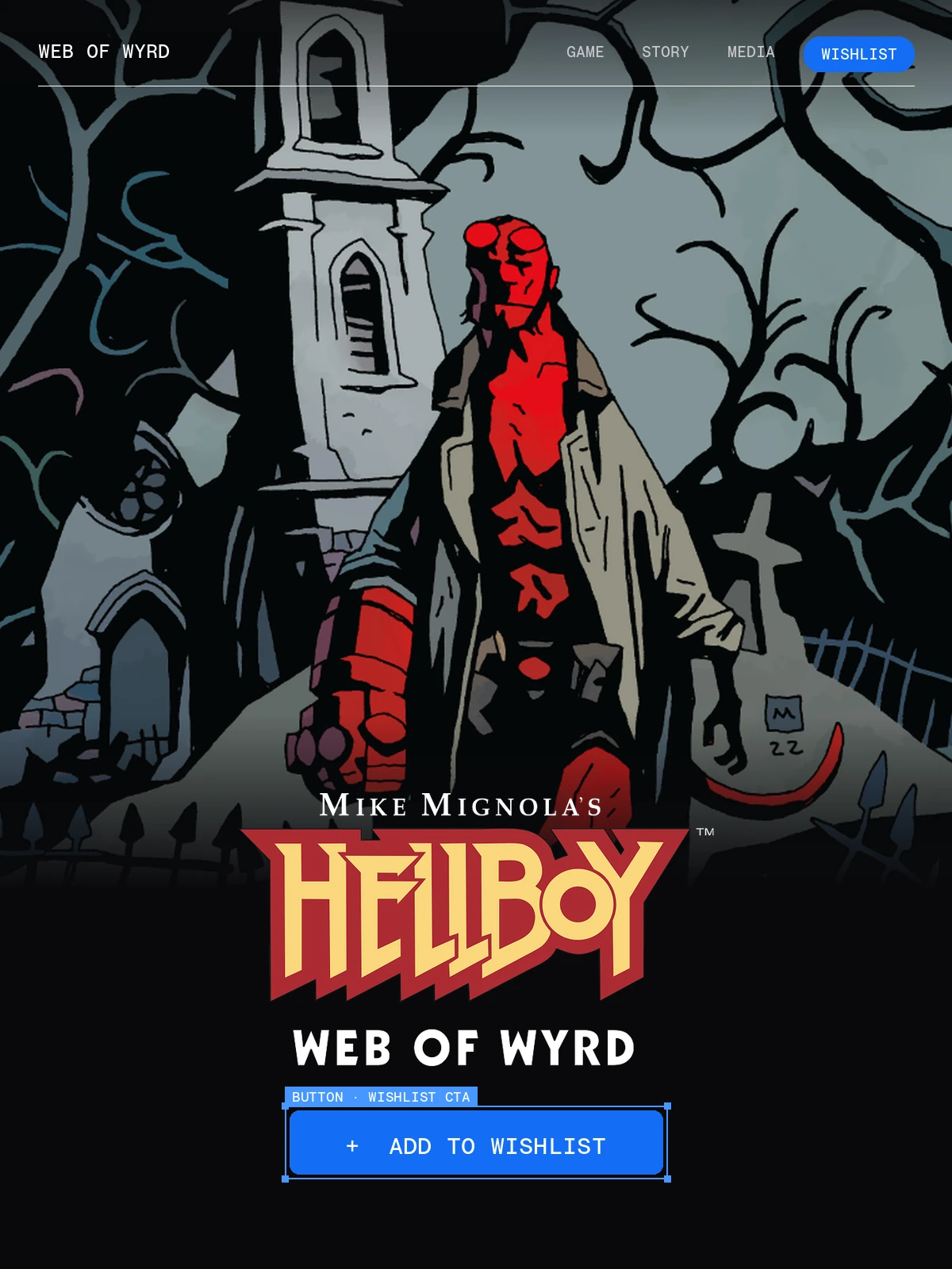 Hellboy: Web of Wyrd game launch website